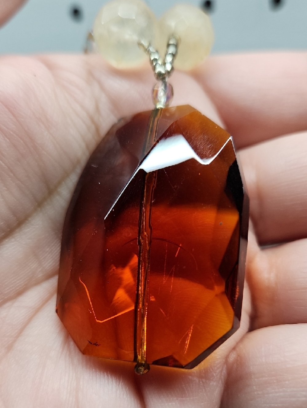 Faceted Brown Pendant Glass Bead Necklace with Matching Brown GlassBead Bracelet - Picture 12 of 12